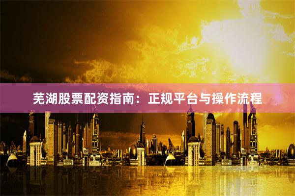 芜湖股票配资指南：正规平台与操作流程